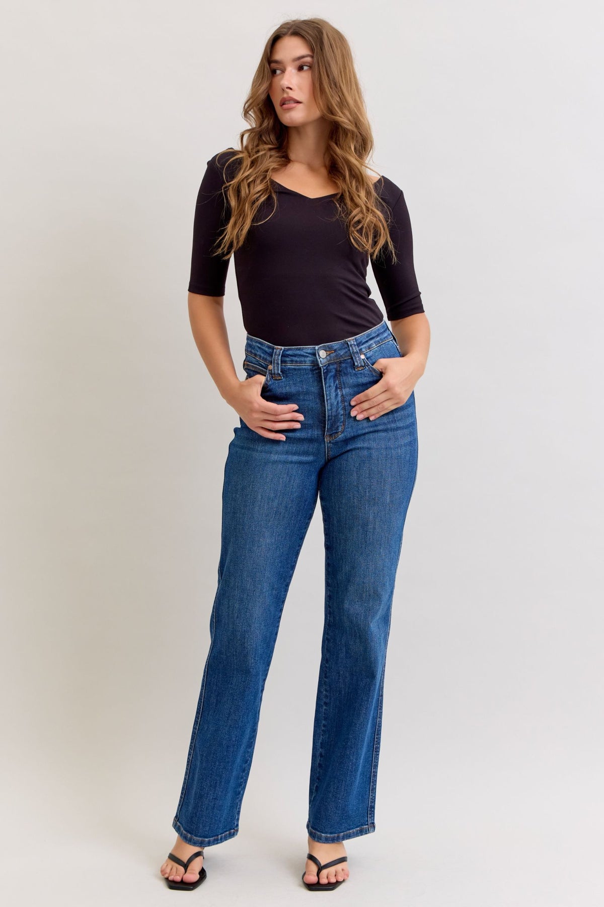 Judy Blue High Waist Dark Wash Straight Jeans