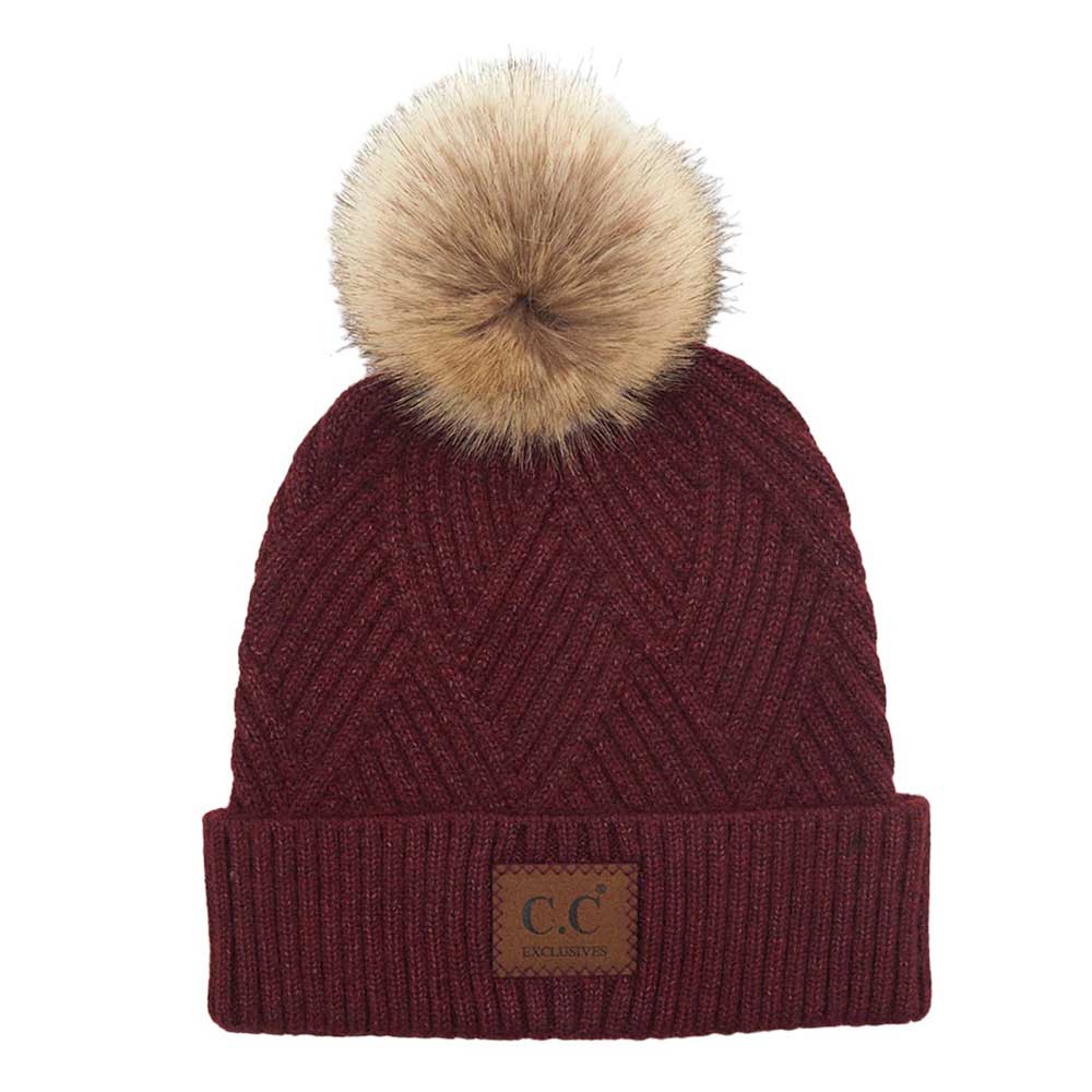 C.C Heather Beanie with Suede Patch