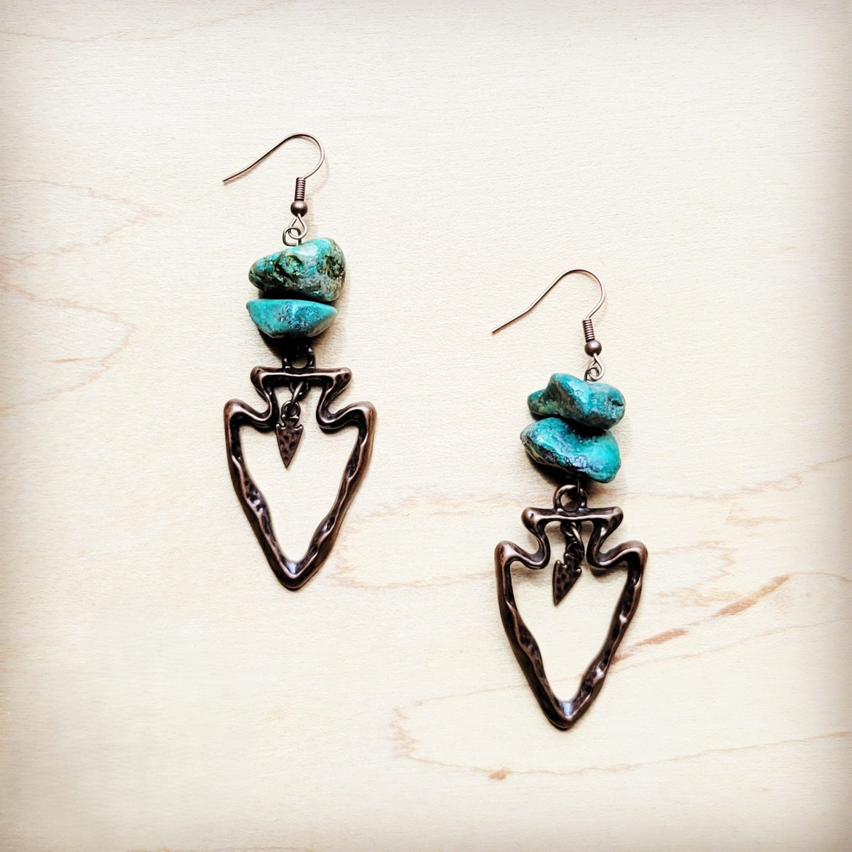 Copper Arrow Turquoise Earrings