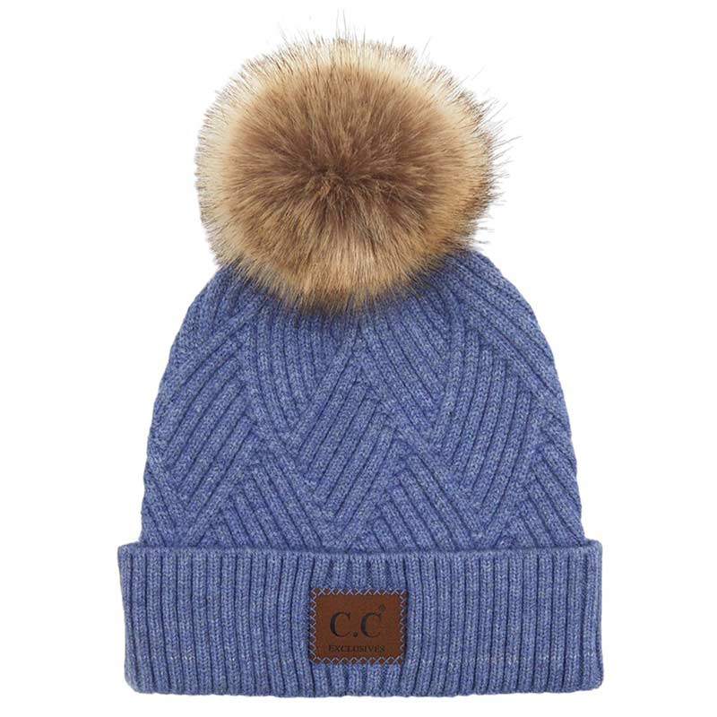C.C Heather Beanie with Suede Patch