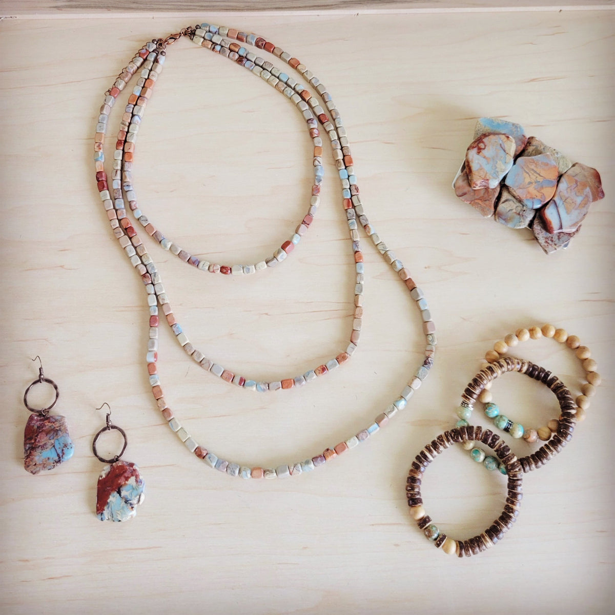 Triple Strand Western Aqua Terra Necklace