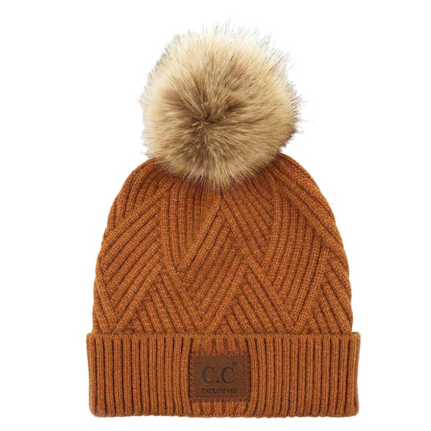 C.C Heather Beanie with Suede Patch