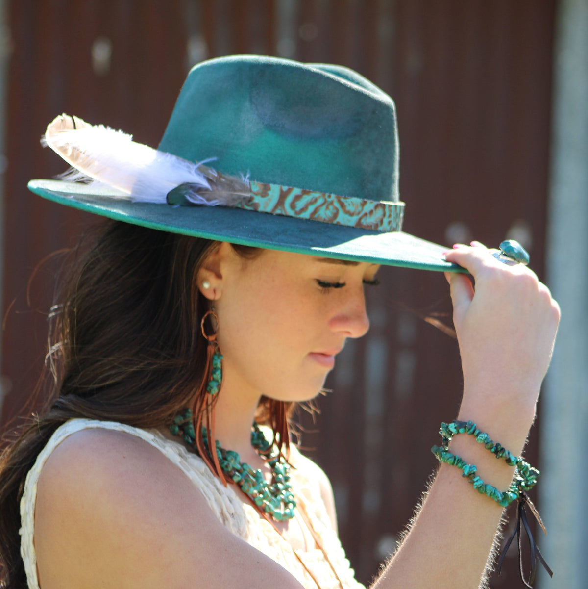 Leather Fringe Turquoise Earrings
