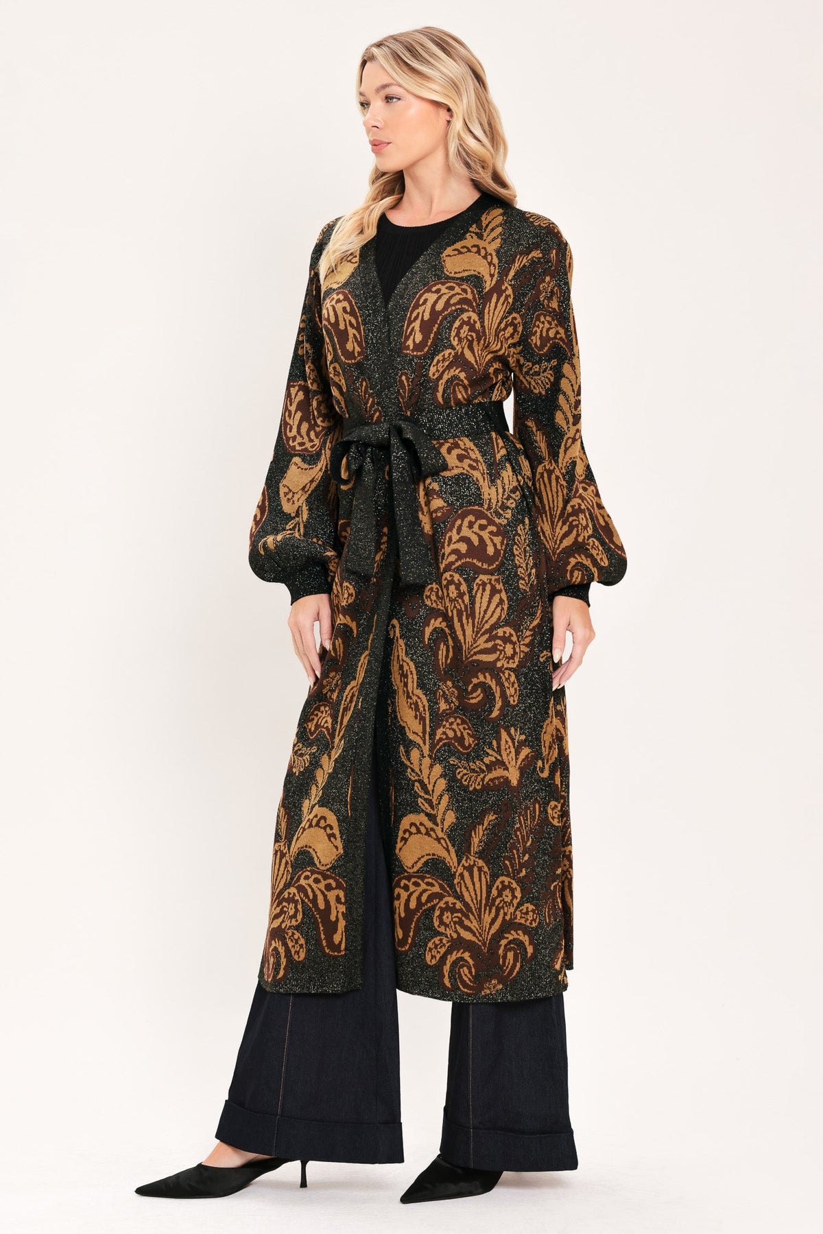Vintage Garden Jacquard Midi Cardigan