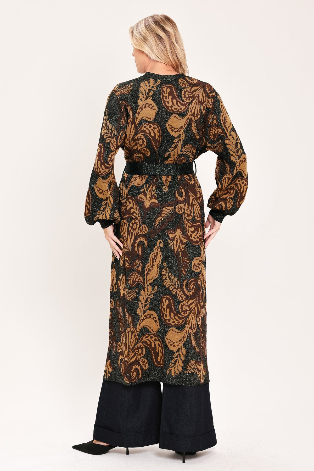 Vintage Garden Jacquard Midi Cardigan