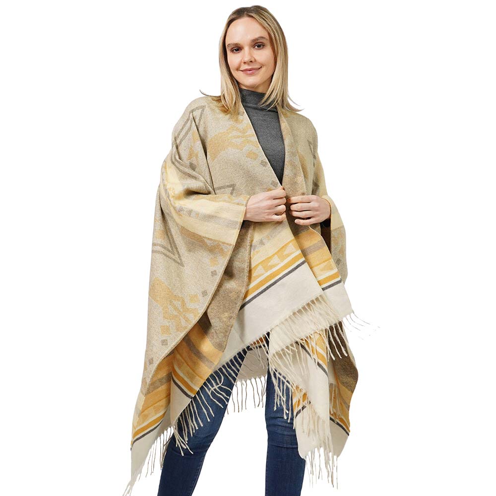 Aztec Pattern Cape Poncho