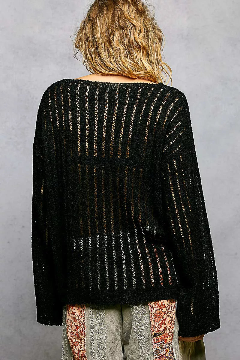 Open Weave Long Sleeve Sweater