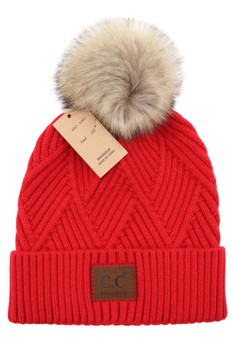 C.C Heather Beanie with Suede Patch