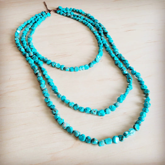 Triple Strand Turquoise Layered Necklace