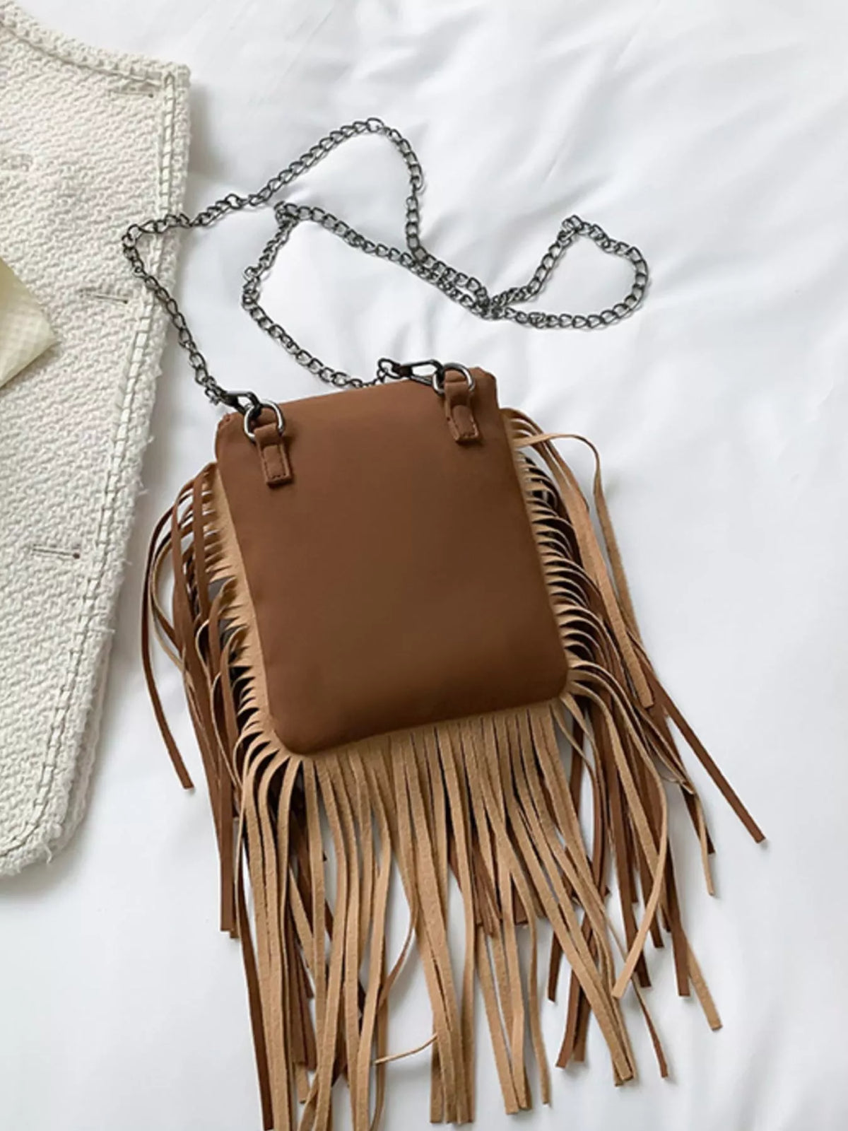 Fringe Rivet Crossbody Bag