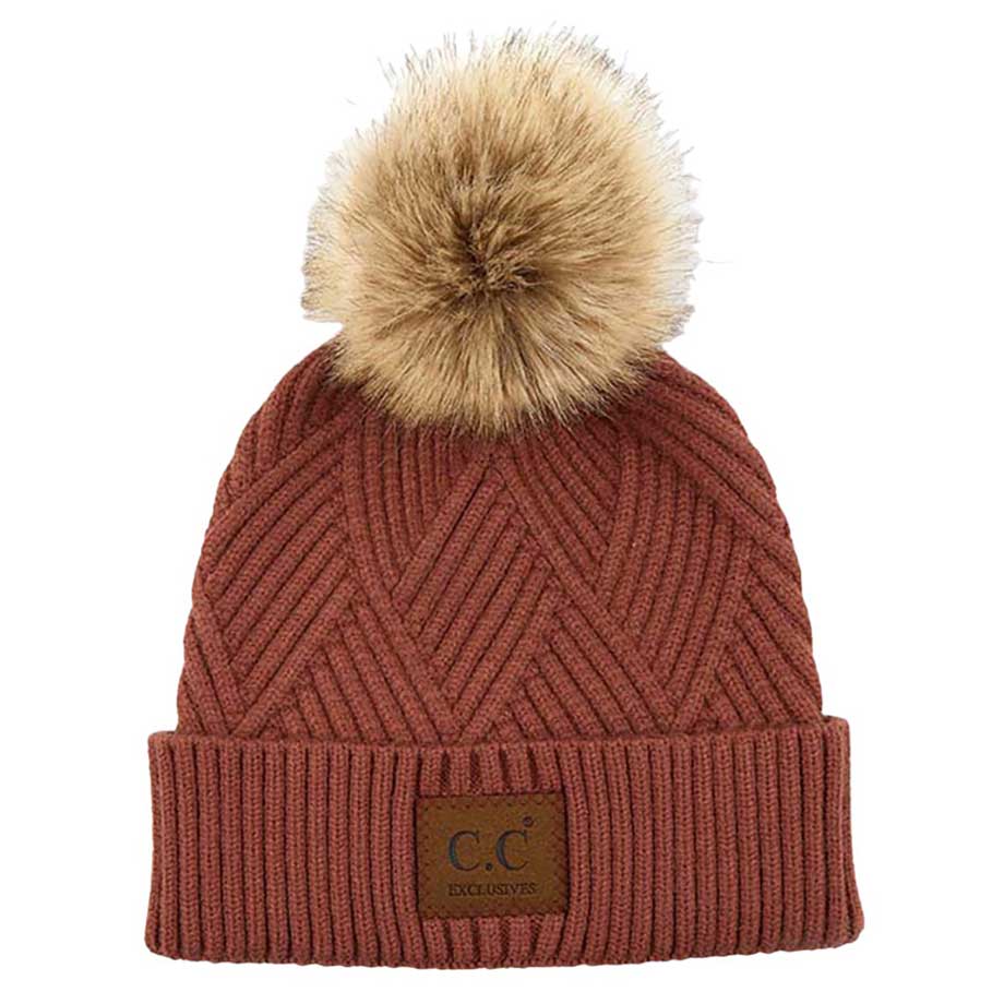 C.C Heather Beanie with Suede Patch