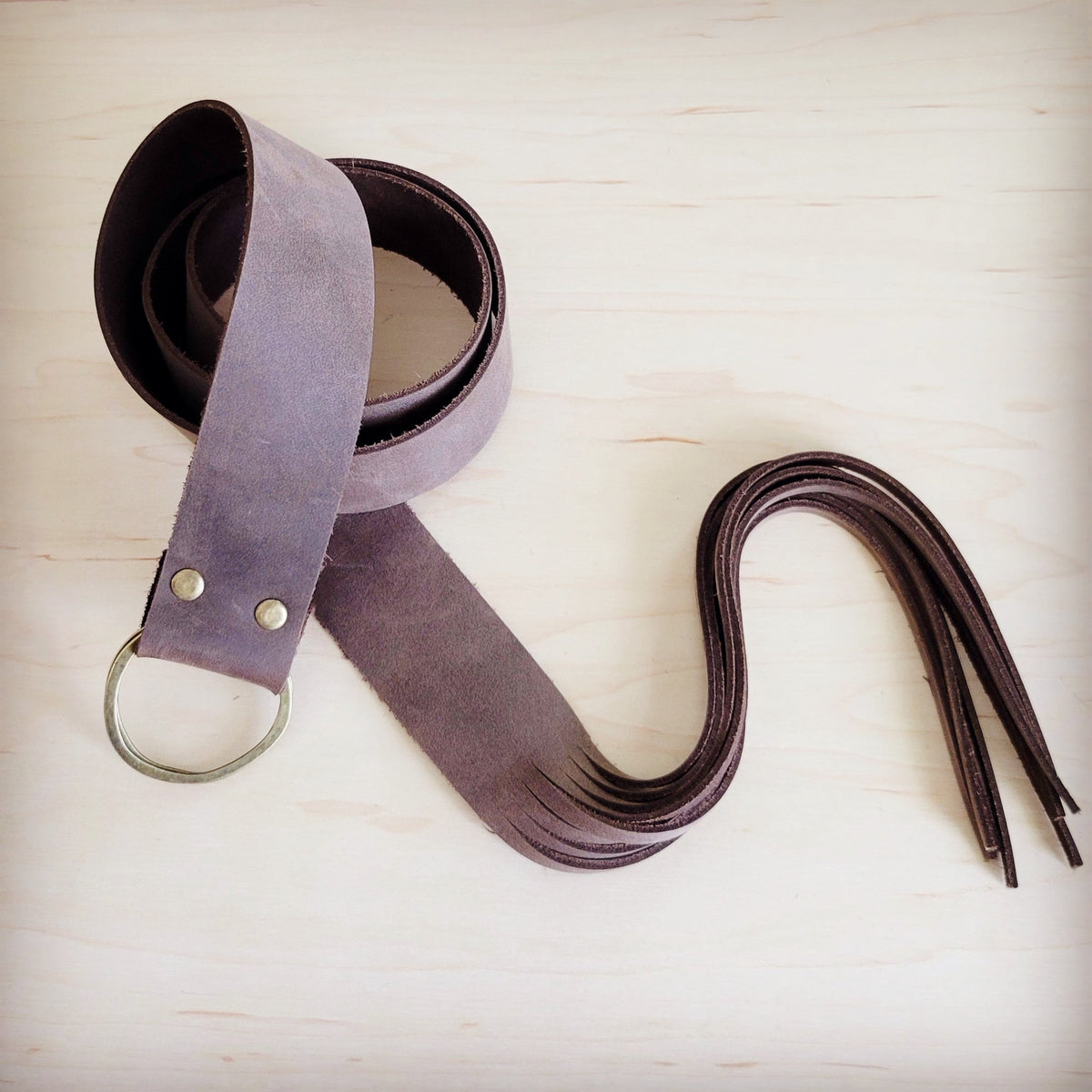 Brown Distressed Fringe Leather Belt