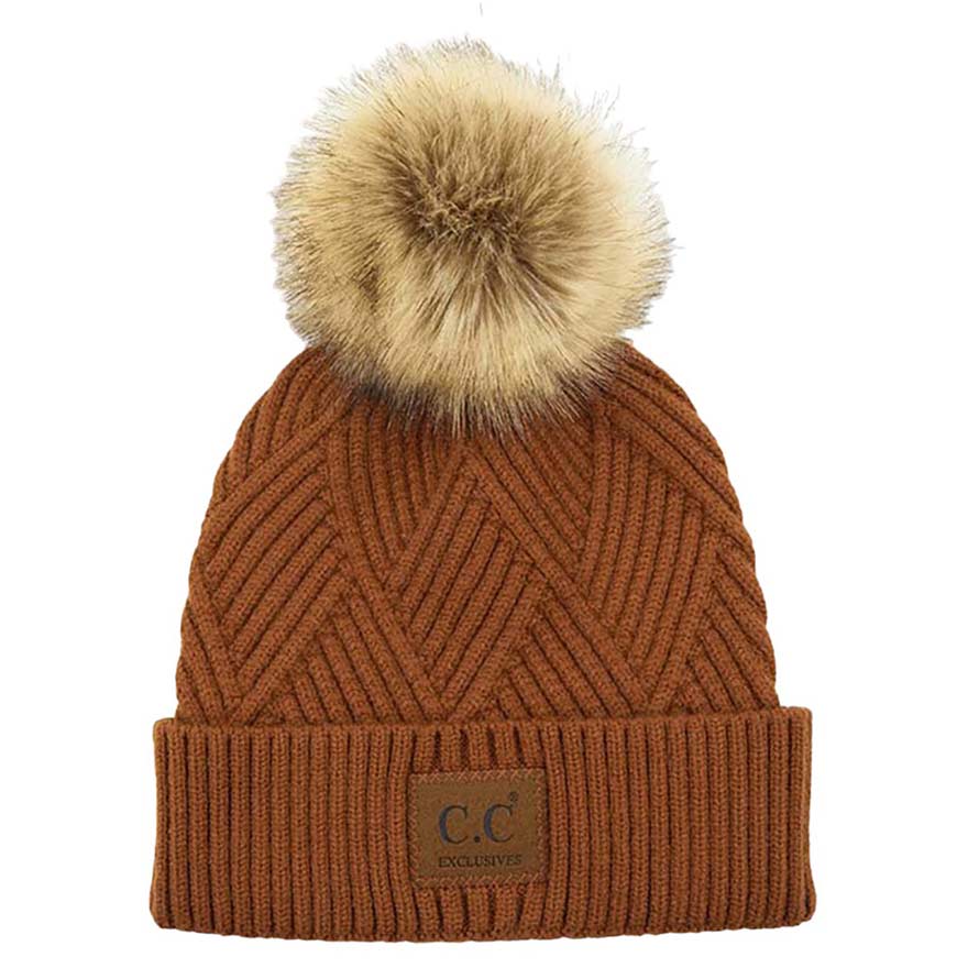 C.C Heather Beanie with Suede Patch