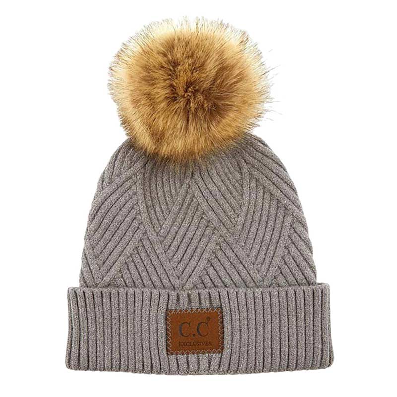 C.C Heather Beanie with Suede Patch