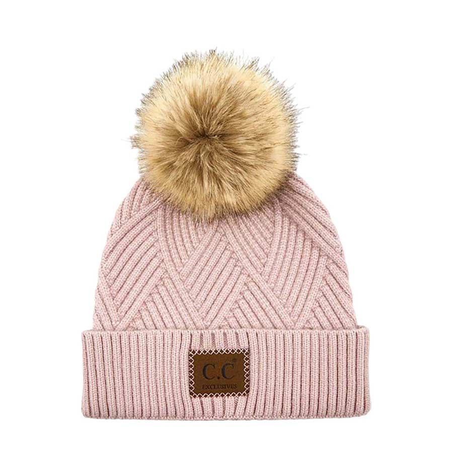 C.C Heather Beanie with Suede Patch