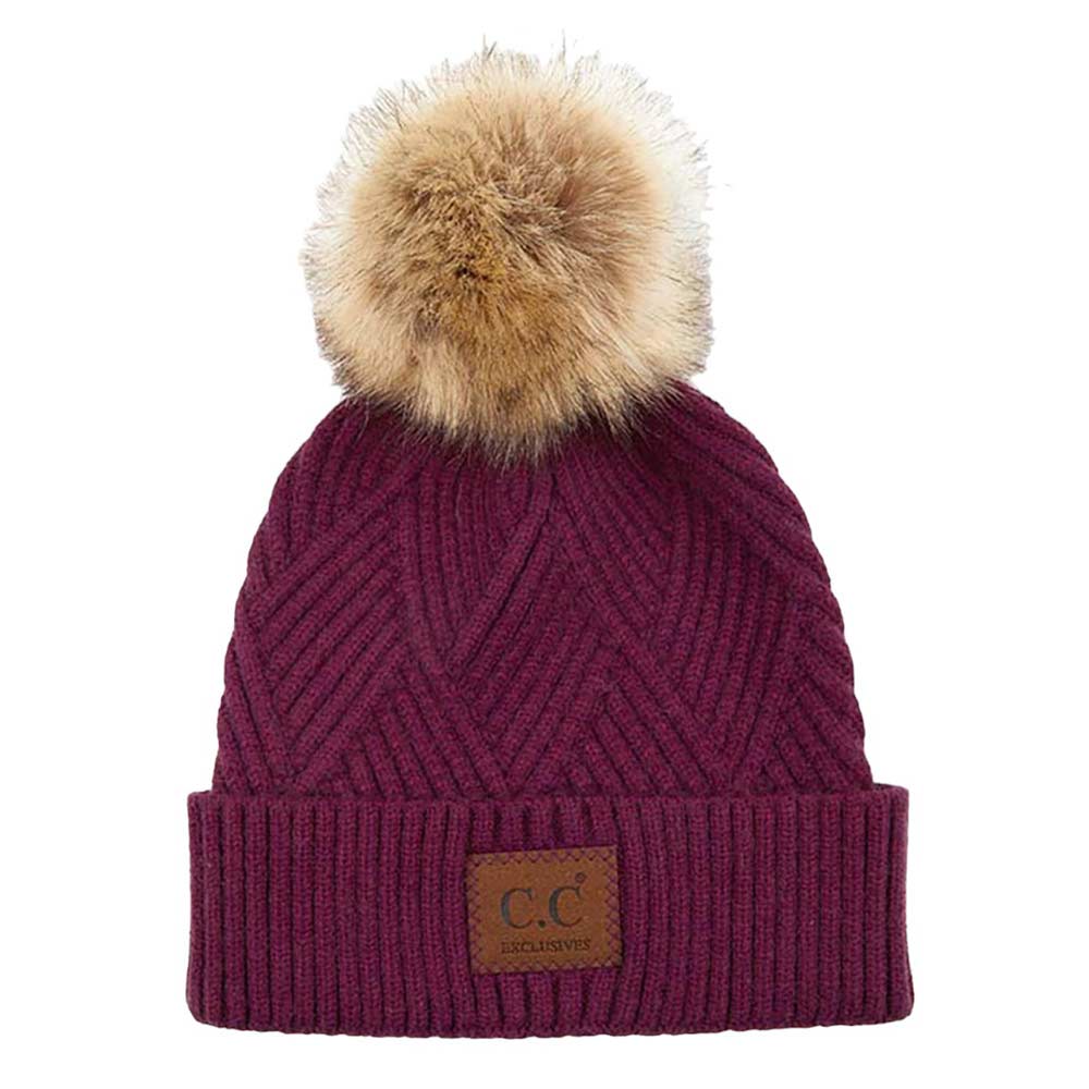 C.C Heather Beanie with Suede Patch