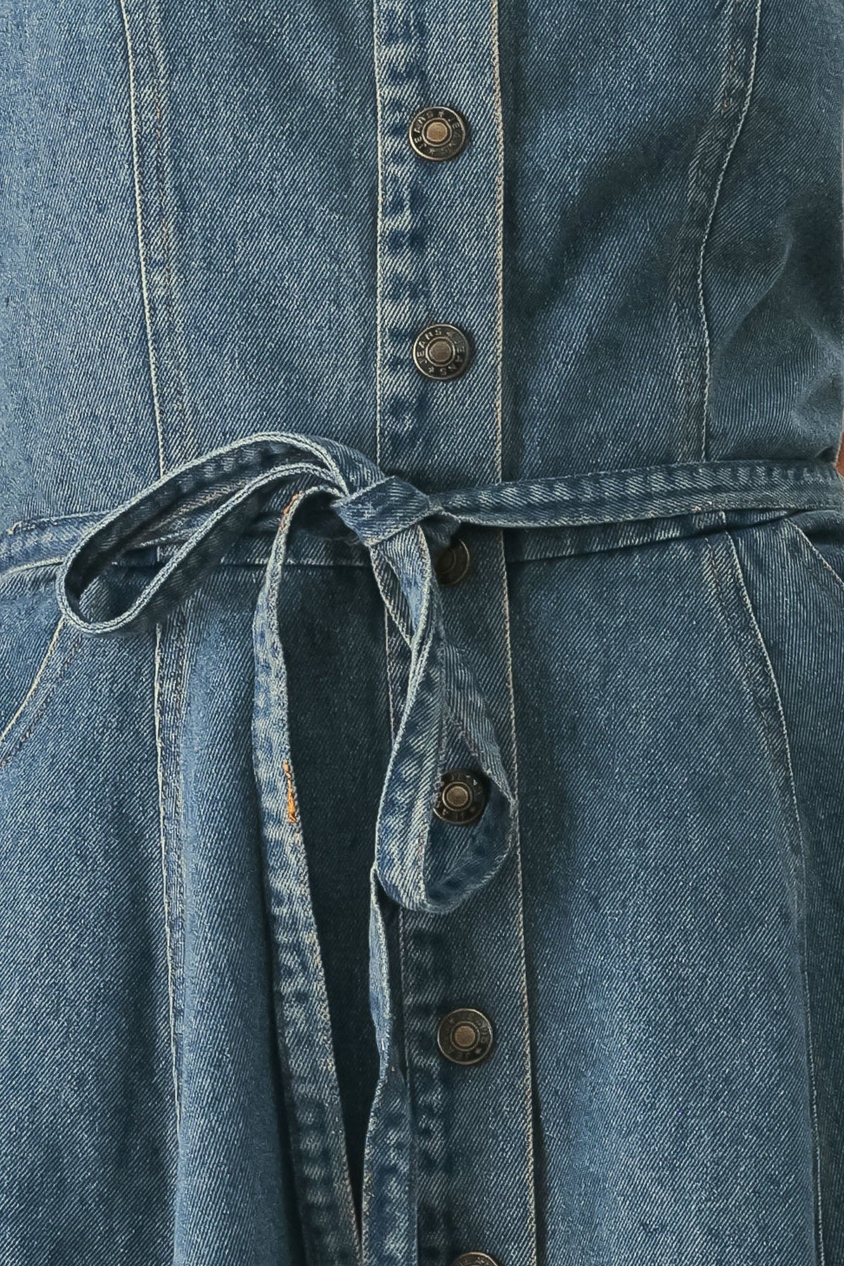 MIDNIGHT VOLUME DENIM MIDI DRESS