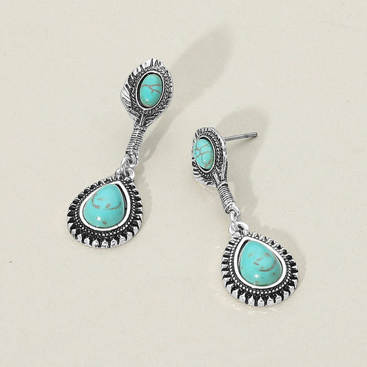 Western Turquoise Teardrop Earrings