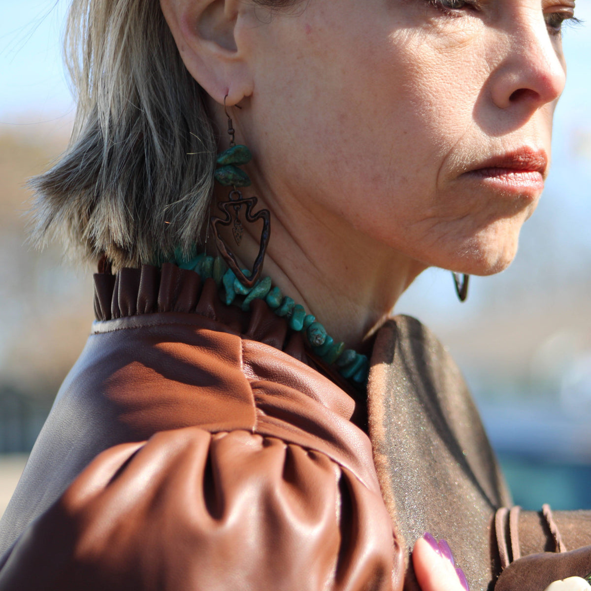 Copper Arrow Turquoise Earrings