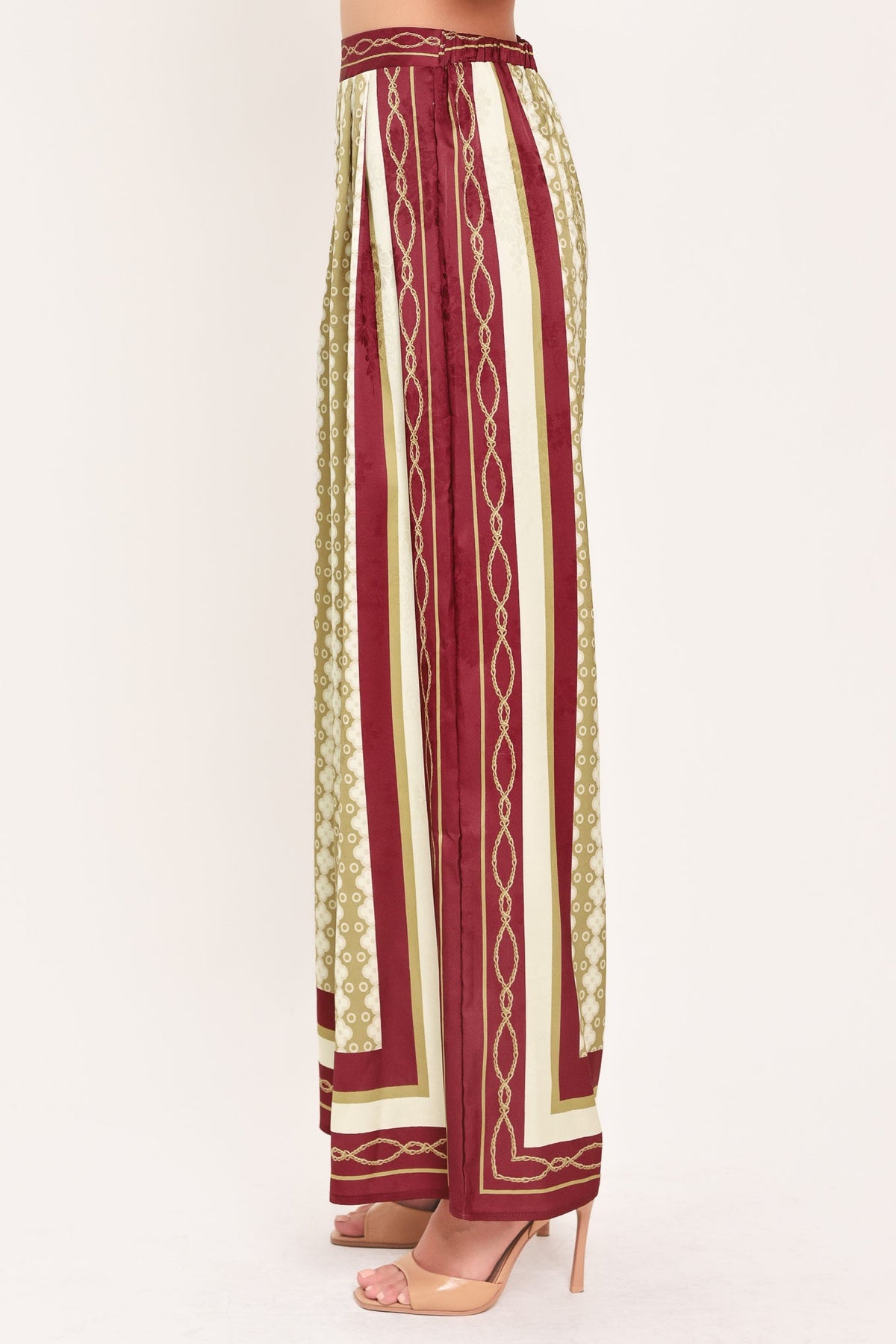 Vintage Vine Burgundy Wide-Leg Pants
