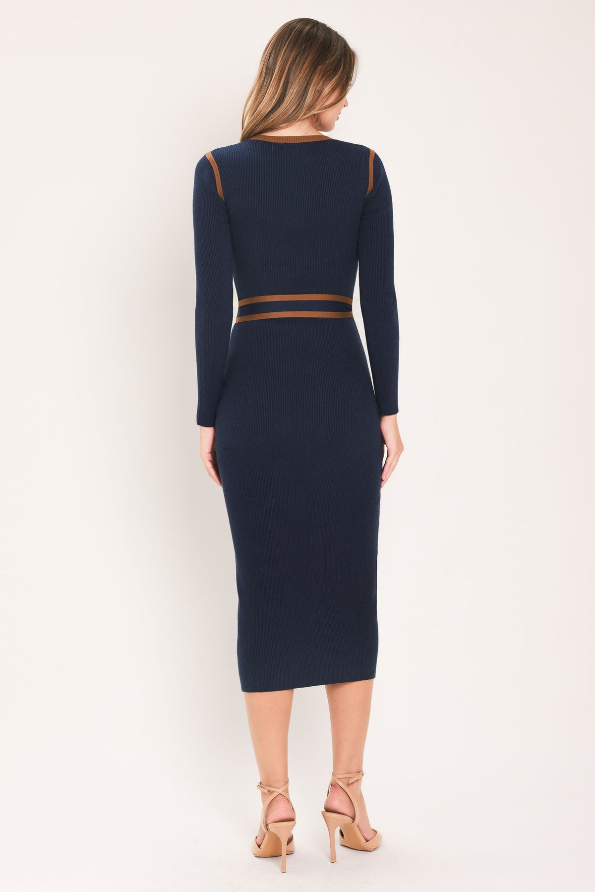 Cozy Belted Sweater Midi Dress