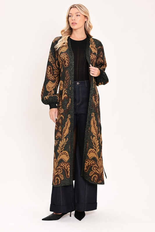Vintage Garden Jacquard Midi Cardigan