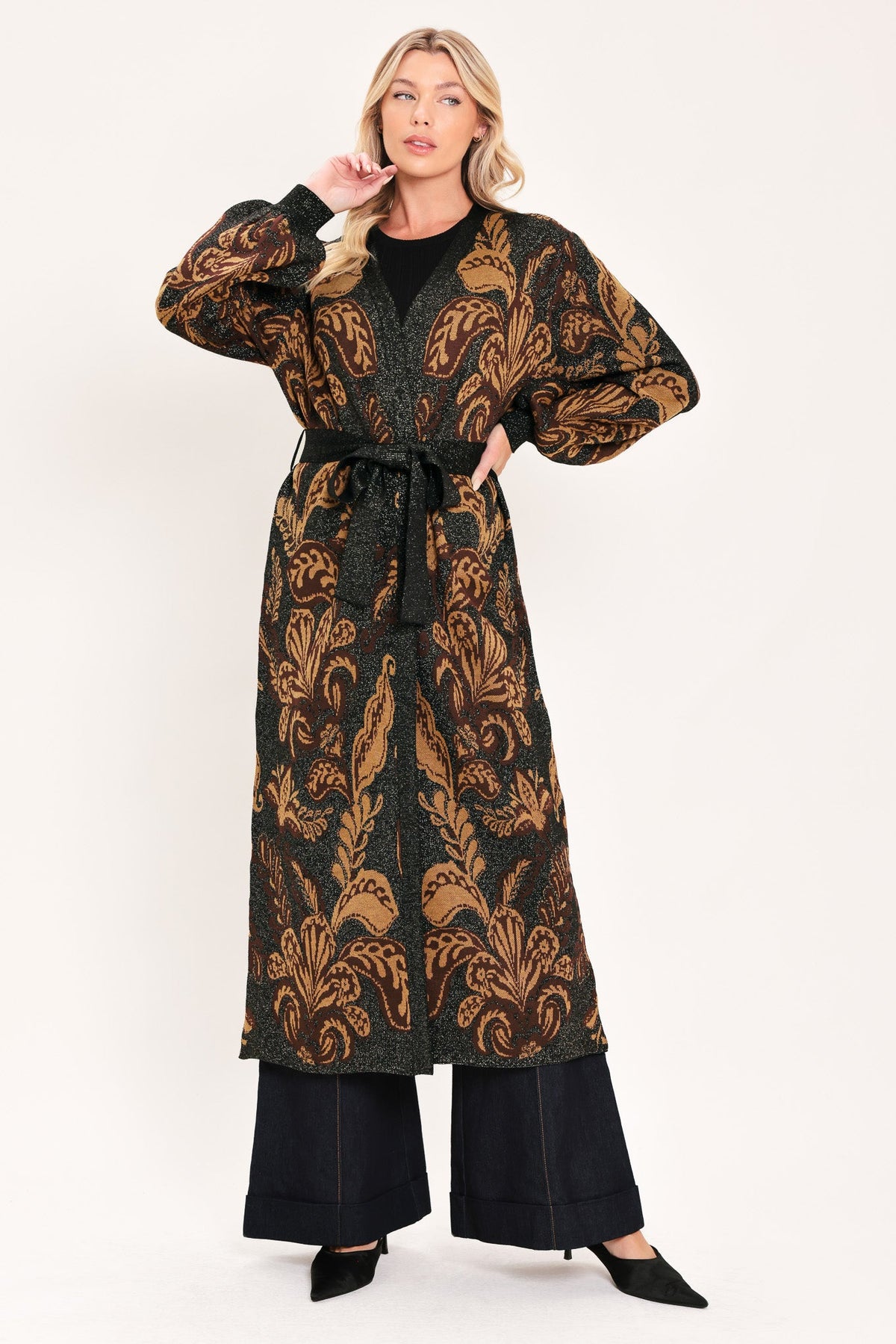 Vintage Garden Jacquard Midi Cardigan
