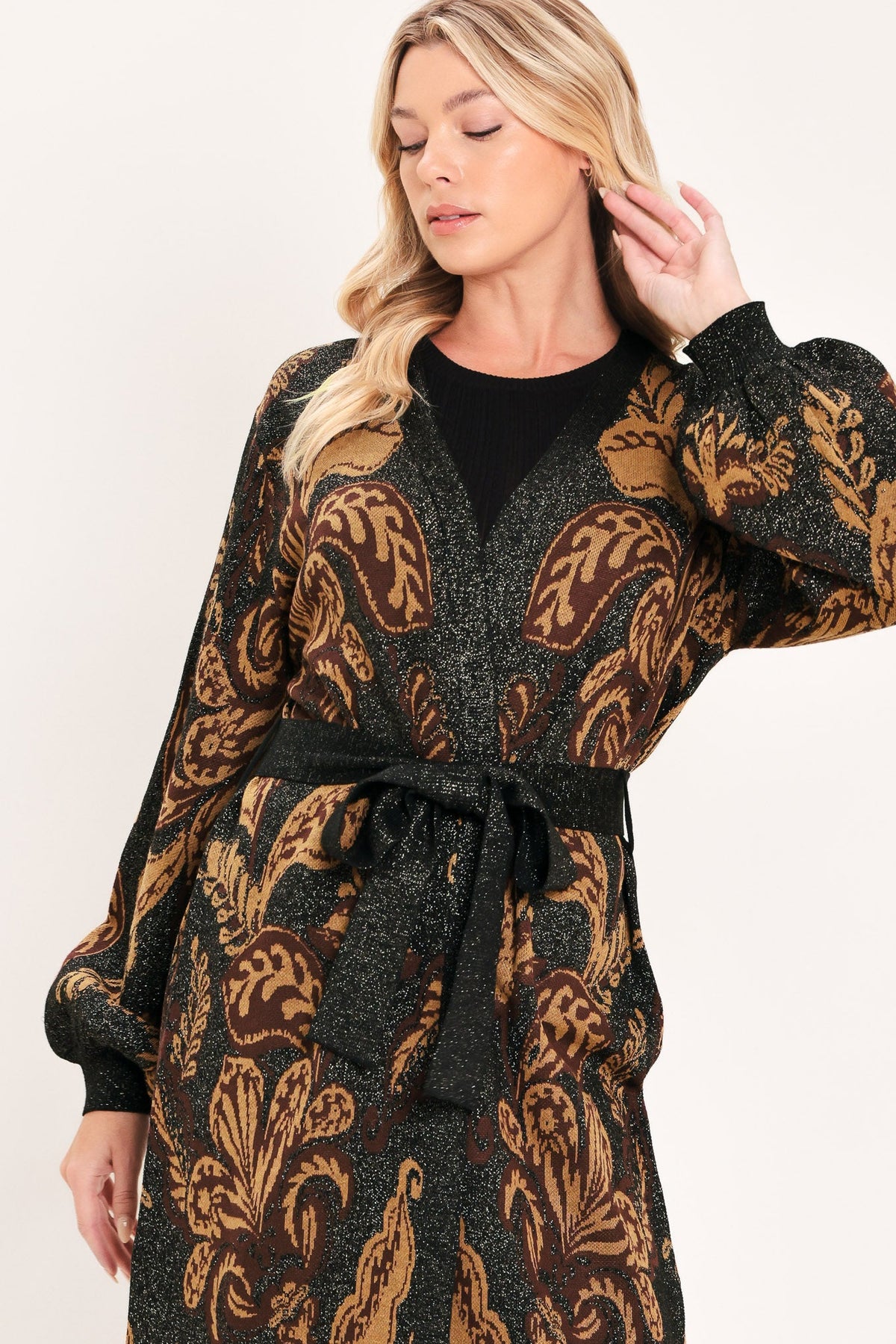 Vintage Garden Jacquard Midi Cardigan