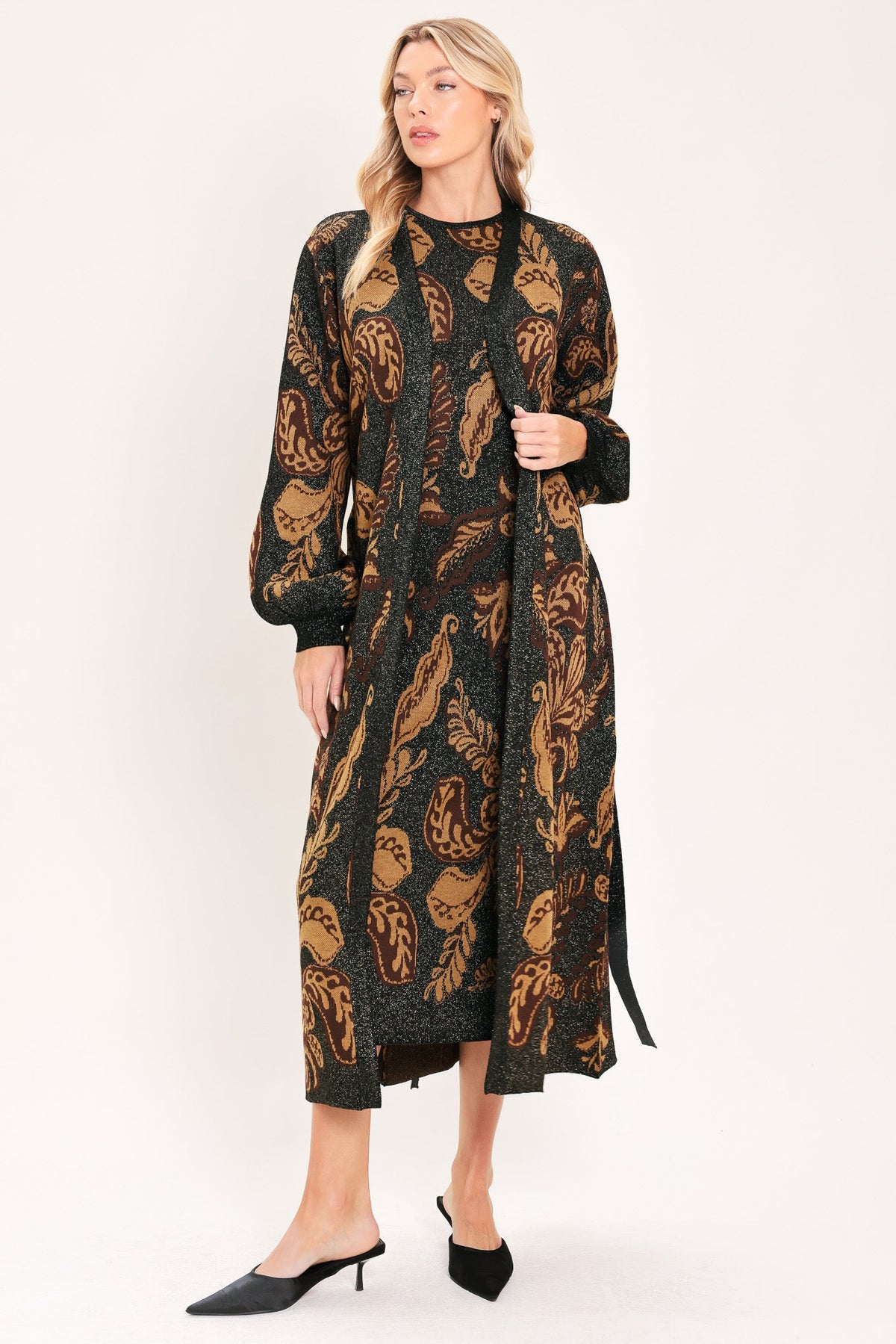 Vintage Garden Jacquard Midi Cardigan