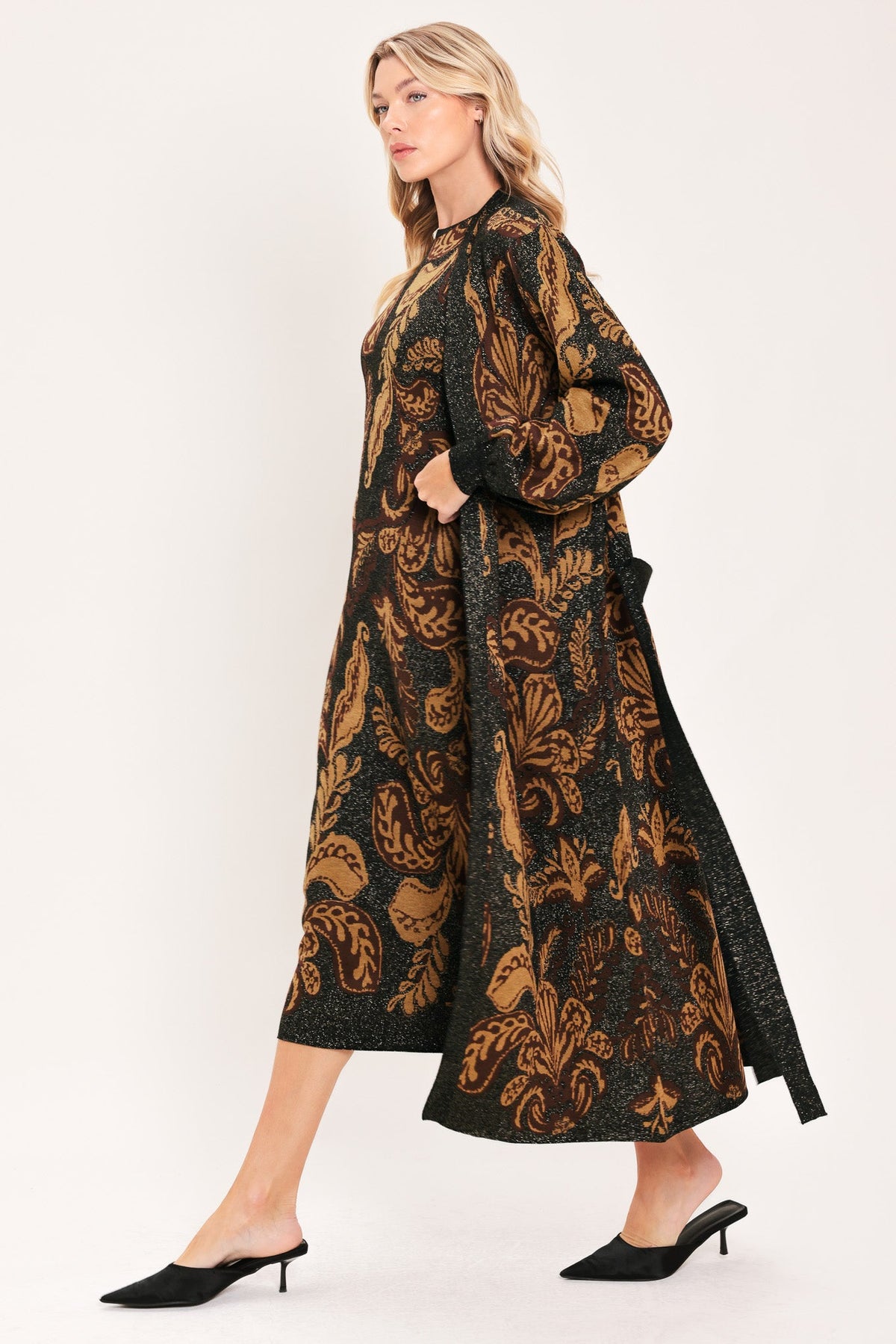 Vintage Garden Jacquard Midi Cardigan