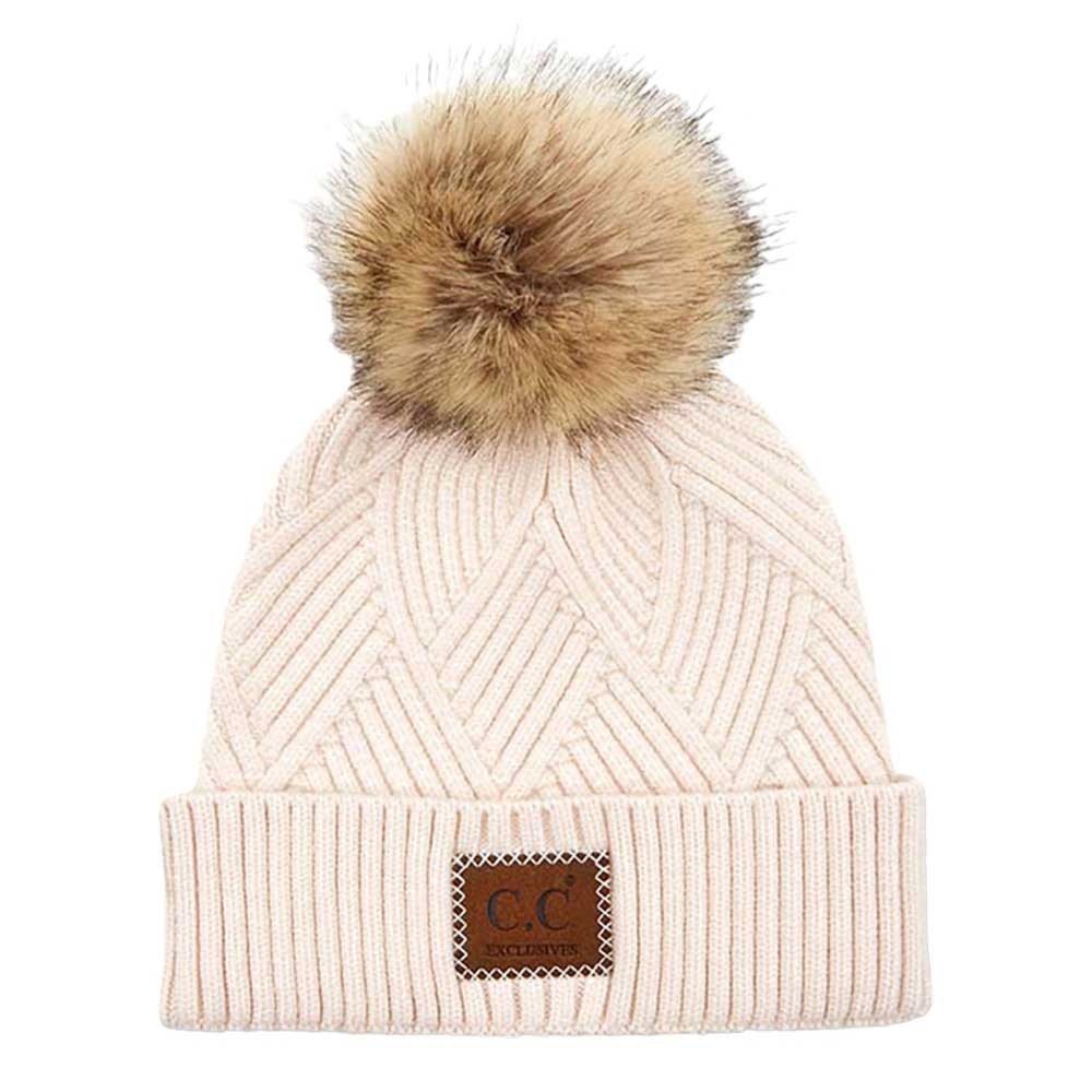 C.C Heather Beanie with Suede Patch