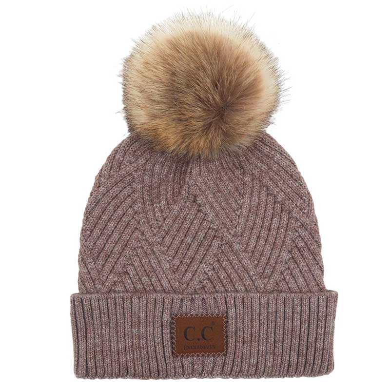 C.C Heather Beanie with Suede Patch