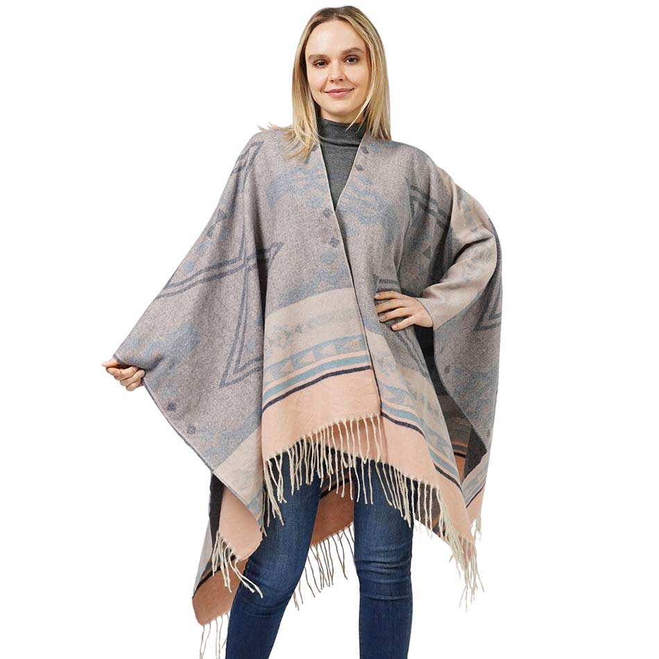 Aztec Pattern Cape Poncho