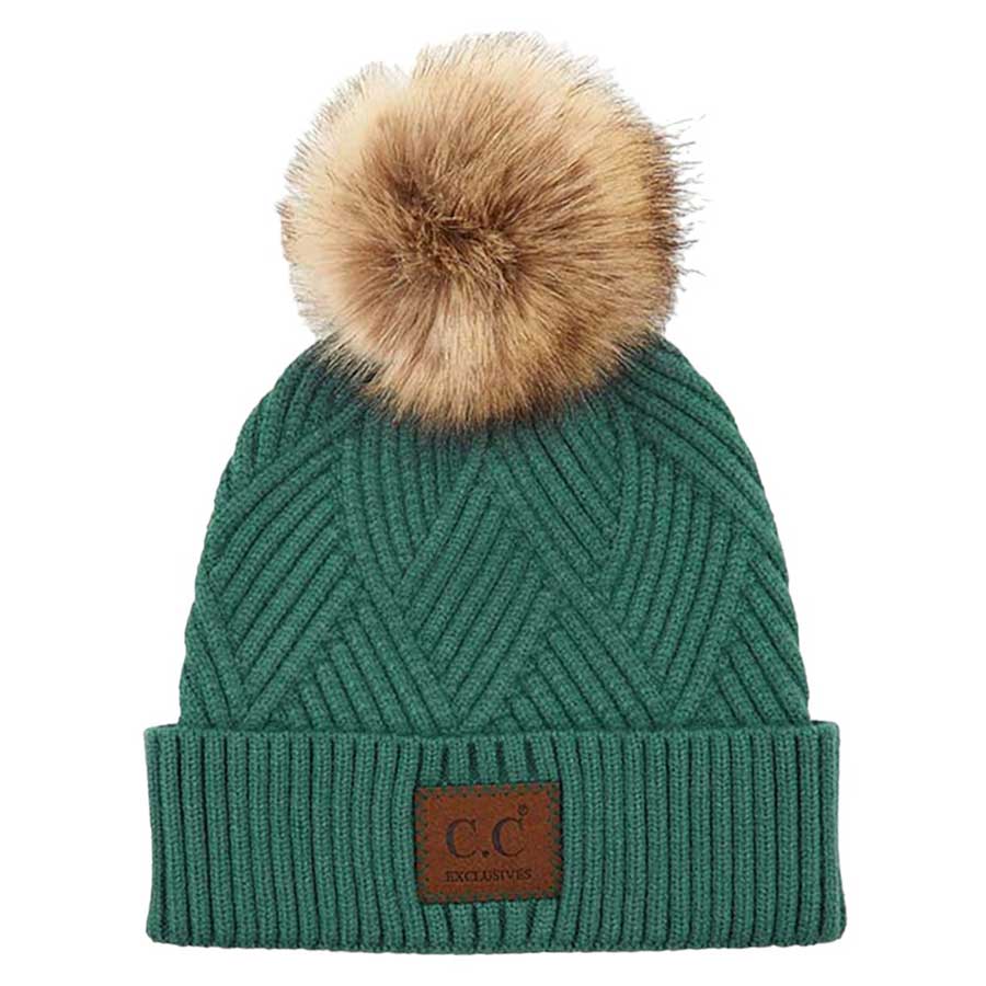 C.C Heather Beanie with Suede Patch