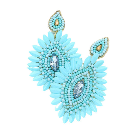 Stone Beaded Boho Fringe Earrings