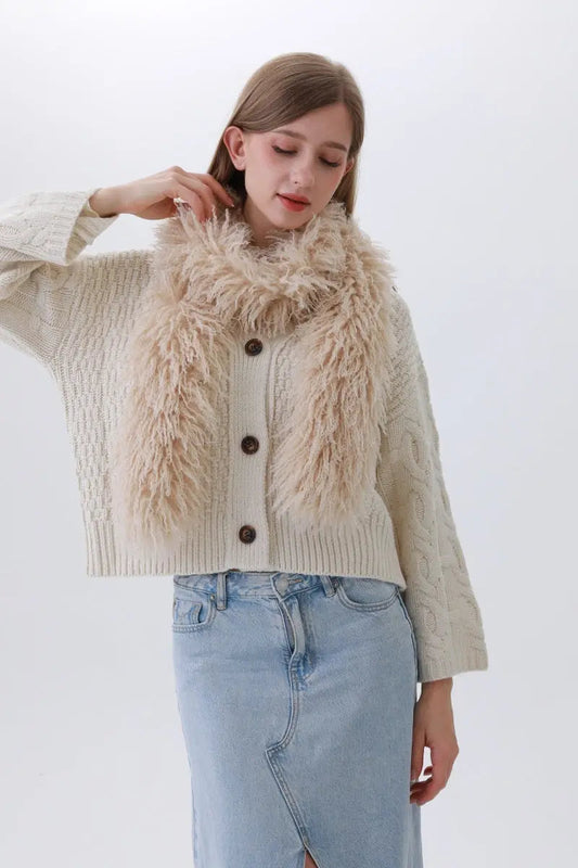 Feather Trim Winter Scarf